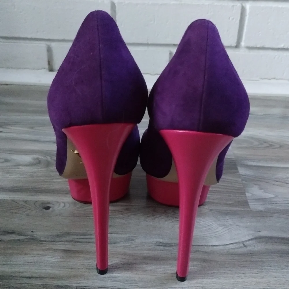 Charlotte Olympia Purple Pink Platform Pumps Heels size 35 US 5